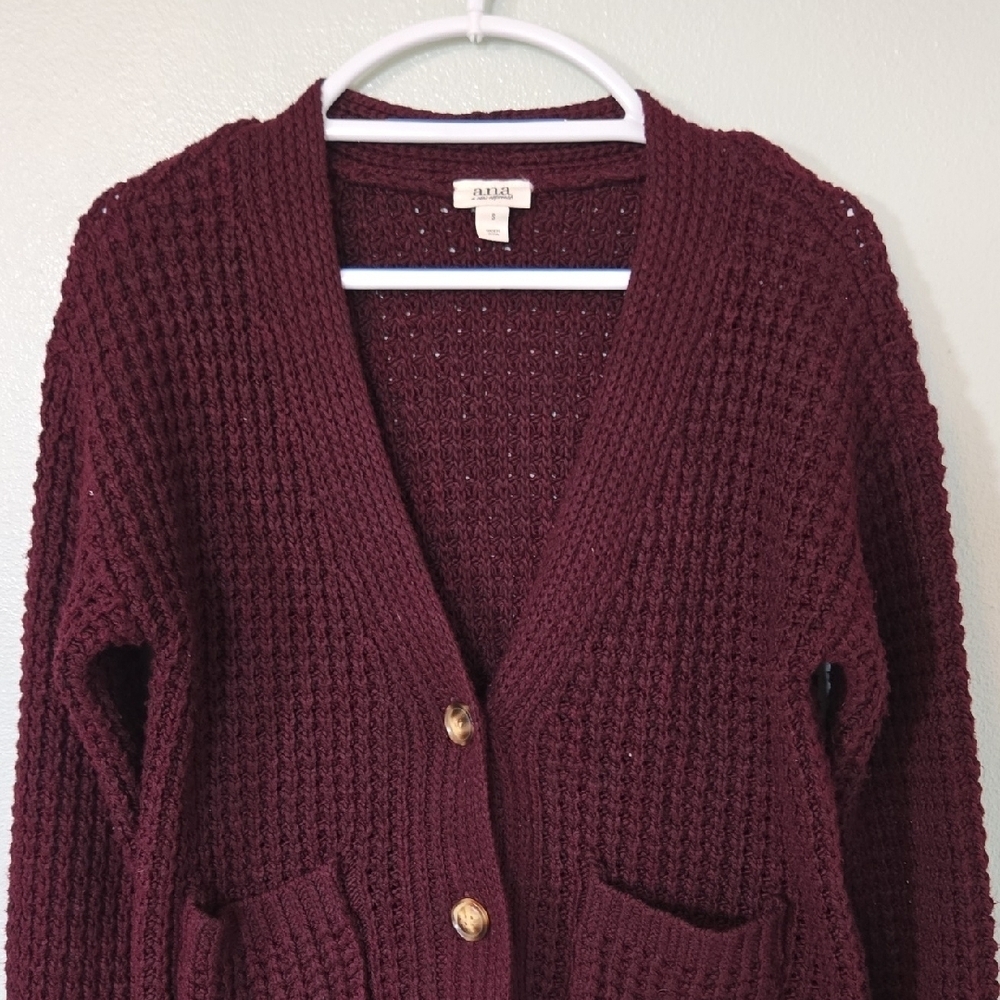 Ana | Burgundy Cropped Button Down Cardigan Sweater Size Small